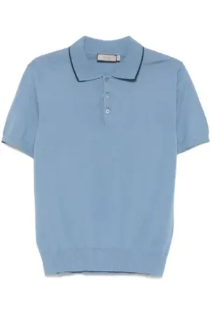 CANALI Koszulki, Mężczyzna, Niebieski, L, Bawełna, Jasnoniebieska koszulka polo z krótkim rękawem