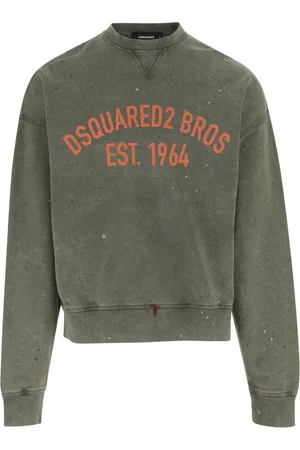 Dsquared2 Bluzy, Mężczyzna, Zielony, S, Bawełna, Bawełniana bluza dresowa z logo, z okrągłym dekoltem