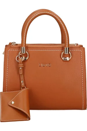Liu Jo Torebki, Kobieta, brązowy, ONE SIZE, Skóra, Brązowa torba shopper z złotymi detalami