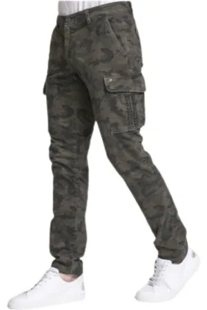 Masons Spodnie, Mężczyzna, Zielony, W42, Bawełna, Spodnie Slim Fit w Kamuflażu Khaki