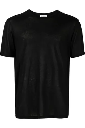 Saint Laurent Koszulki, Mężczyzna, Czarny, M, T-shirt z okrągłym dekoltem w kolorze czarnym