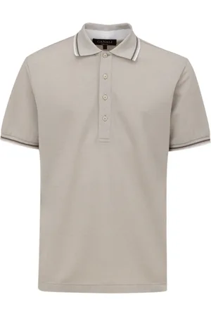 CANALI Koszulki, Mężczyzna, Szary, M, Bawełna, Koszulka Polo z Krótkim Rękawem