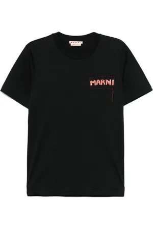Marni Koszulki, Mężczyzna, Czarny, L, Bawełna, Czarny T-shirt z nadrukiem logo i okrągłym dekoltem