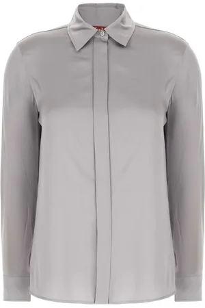 Max Mara Bluzki, Kobieta, Szary, 2XS, Satyna, Baden Silk Shirt
