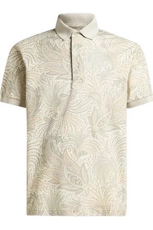 Etro Koszulki, Mężczyzna, Beżowy, L, Bawełna, Polo Paisley Flowers