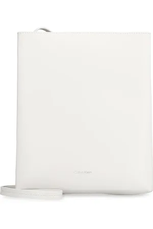 Calvin Klein Torebki, Kobieta, Biały, ONE SIZE, Skóra, Skórzana torba crossbody