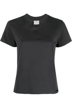 Courrèges Koszulki, Kobieta, Szary, S, Bawełna, Bawełniany T-shirt z Logo
