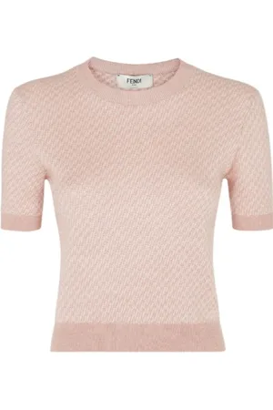 Fendi Koszulki, Kobieta, Różowy, S, Bawełna, Micro FF T-Shirt