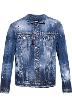 Dsquared2 Kurtki, Mężczyzna, Niebieski, S, Denim, Denimowa Kurtka Stretch Slim Fit