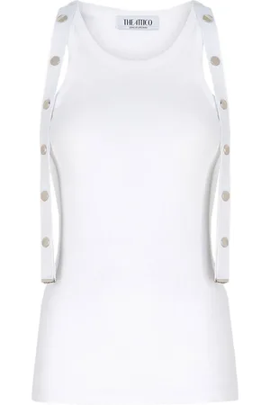 The Attico Koszulki, Kobieta, Biały, S, Metal Logo Jersey Top