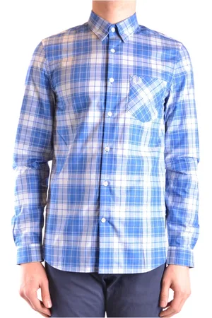Fred Perry Koszule, Mężczyzna, Niebieski, S, Bawełna, Koszula biznesowa w kratę tartan