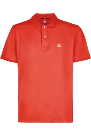 C.P. Company Koszulki, Mężczyzna, Czerwony, L, Bawełna, Polo z logo Stretch Pique Slim Fit