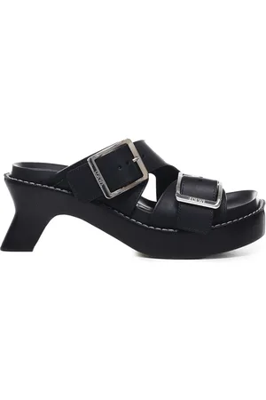Loewe Buty, Kobieta, Czarny, 38 EU, Skóra, Czarne skórzane sandały z kwadratowym noskiem