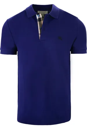 Burberry Koszulki, Mężczyzna, Niebieski, S, Bawełna, Bawełniana koszulka polo z krótkim rękawem