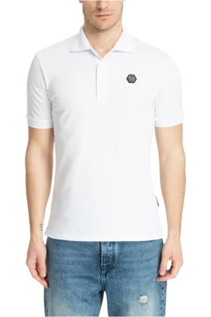 Philipp Plein Koszulki, Mężczyzna, Biały, L, Prosty Koszul Polo Gothic z Logo