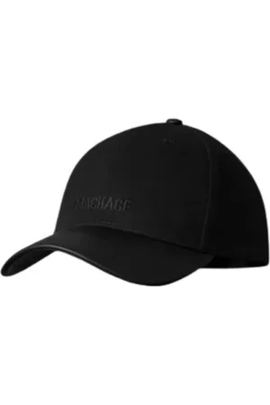 Mackage Akcesoria, Mężczyzna, Czarny, ONE SIZE, Skóra, Czapka z Płótna Bawełnianego z Skórzanym Daszkiem