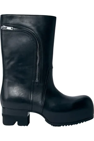 Rick Owens Buty, Mężczyzna, Czarny, 44 EU, Skórzane Buty Ballast z Zapięciem na Suwak