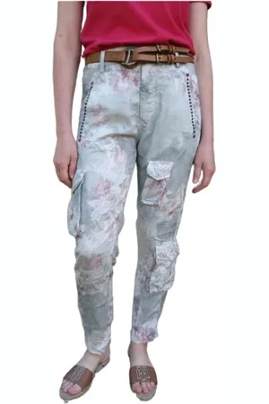 Masons Jeansy, Kobieta, Wielobarwność, S, Spodnie cargo w stylu militarnym z lyocellu