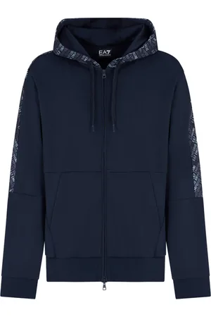EA7 Bluzy, Mężczyzna, Niebieski, M, Niebieski Bluza z Monogramem Logo Series