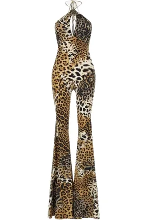Roberto Cavalli Kombinezony, Kobieta, brązowy, M, Kombinezon z nadrukiem skóry jaguara