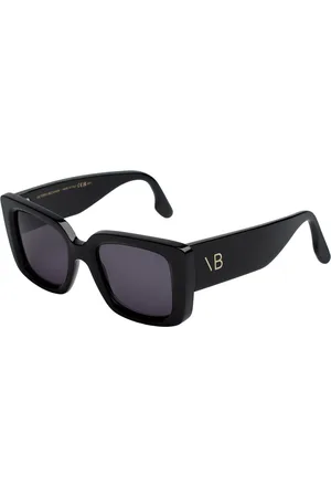 Victoria Beckham Akcesoria, Kobieta, Czarny, ONE SIZE, Len, Kwadratowe Okulary Przeciwsłoneczne z Acetatową Oprawą