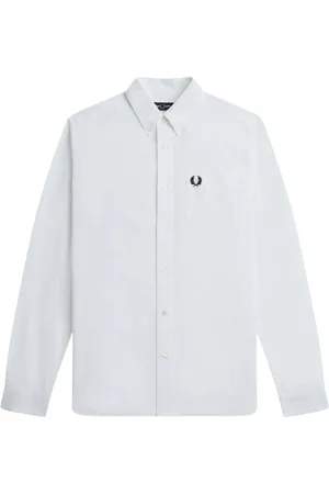 Fred Perry Koszule, Mężczyzna, Biały, M, Bawełna, Klasyczna koszula Oxford z kołnierzykiem zapinanym na guziki