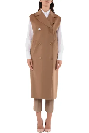 Max Mara Kurtki, Kobieta, brązowy, M, Wełna, Ponadczasowa wełniana kamizelka dwurzędowa