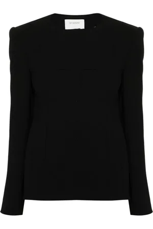 Sportmax Kurtki, Kobieta, Czarny, 2XS, Czarna dopasowana kurtka z detalami w postaci zaszewek