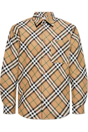 Burberry Koszule, Mężczyzna, Beżowy, S, Bawełna, Koszula w kratę