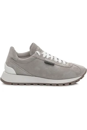 Brunello Cucinelli Buty, Kobieta, Szary, 36 EU, Zamsz, Sznurowane sneakersy z okrągłym noskiem