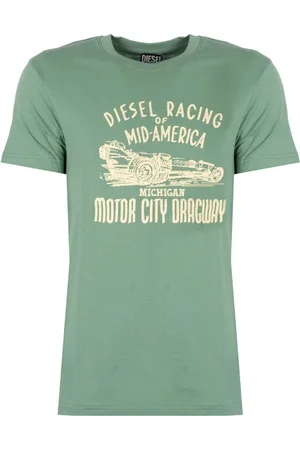 Diesel Koszulki, Mężczyzna, Zielony, M, Bawełna, Minimalistyczny T-shirt z dekoltem