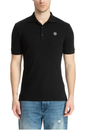 Philipp Plein Koszulki, Mężczyzna, Czarny, L, Prosty Koszul Polo Gothic z Logo