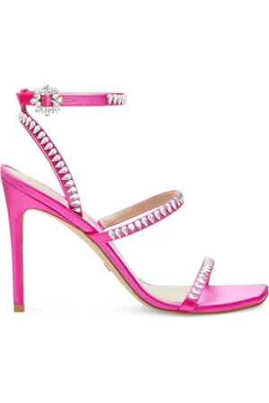 Stuart Weitzman Buty, Kobieta, Różowy, 37 1/2 EU, Skóra, Gemcut 100 Kryształowe Sandały na Paskach
