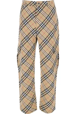 Burberry Spodnie, Mężczyzna, Beżowy, L, Beżowe Spodnie Cargo z Wzorem Vintage Check