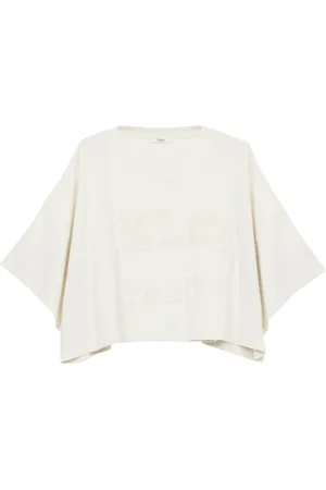Chloé Koszulki, Kobieta, Biały, S, Bawełna, Koszulka T-shirt z Teksturowanym Logo