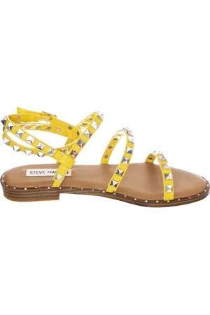 Steve Madden Buty, Kobieta, Żółty, 36 EU, Skóra, Wielokolorowe skórzane sandały o niskim profilu