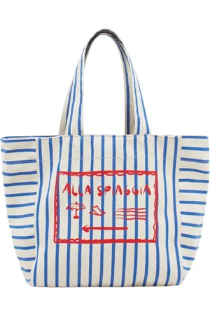 Closed Torebki, Kobieta, Wielobarwność, ONE SIZE, Bawełna, Niebieska Torba Tote w Paski