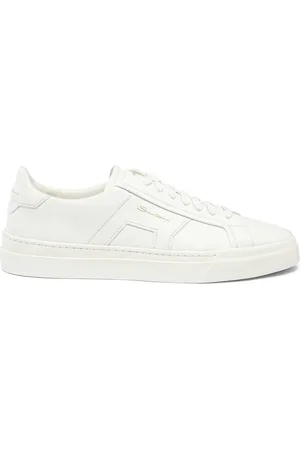 santoni Buty, Mężczyzna, Biały, 41 1/2 EU, Skóra, Podwójna Klamra Skórzany Sneaker