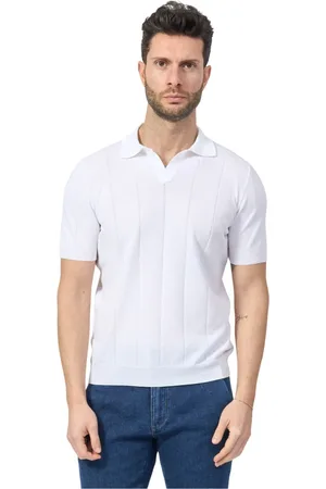 Gran Sasso Koszulki, Mężczyzna, Biały, M, Pikowany Polo T-shirty i Polosy Biały