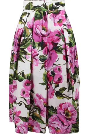 Dolce & Gabbana Spódnice, Kobieta, Wielobarwność, S, Spódnica z peonią w pełnej długości