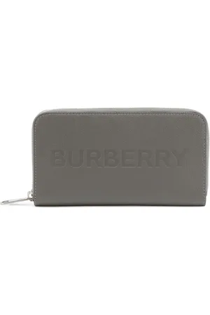 Burberry Akcesoria, Kobieta, Szary, ONE SIZE, Skóra, Stylowy portfel na zamek z przegródkami
