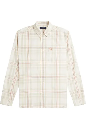 Fred Perry Koszule, Mężczyzna, Wielobarwność, XL, Bawełna, Koszula w kratę tartan z długim rękawem
