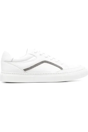 Brunello Cucinelli Buty, Kobieta, Biały, 40 EU, Skóra, Panelowe sneakersy Cloud