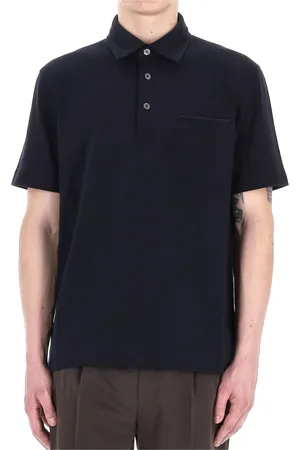 Ermenegildo Zegna Koszulki, Mężczyzna, Niebieski, 2XL, Niebieska Bawełniana Polo z Guzikami z Masy Perłowej