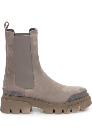 Brunello Cucinelli Buty, Kobieta, Szary, 40 EU, Skóra, Botki Chelsea