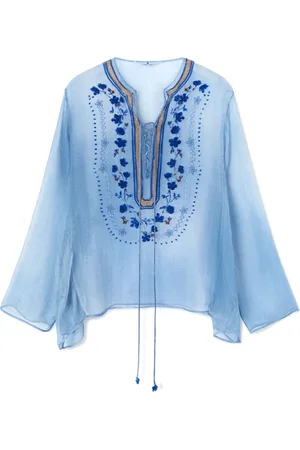 ERMANNO SCERVINO Bluzki, Kobieta, Niebieski, 2XS, Stylowa Sukienka Kaftan