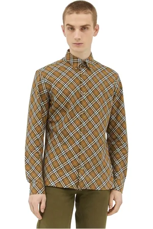 Burberry Koszule, Mężczyzna, brązowy, 2XL, Bawełna, Klasyczna koszula bawełniana w kratę