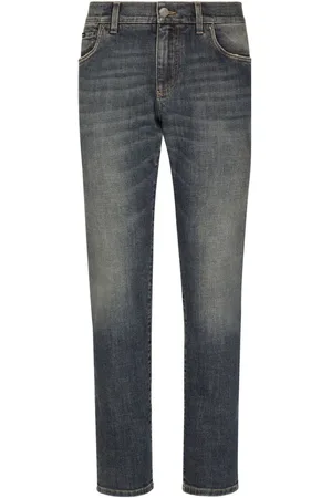 Dolce & Gabbana Jeansy, Mężczyzna, Szary, XL, Jeansyy z Logo z Metalu