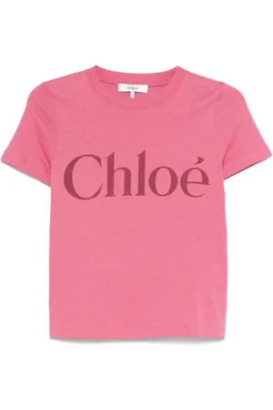 Chloé Koszulki, Kobieta, Różowy, S, Bawełna, T-shirt z nadrukiem logo