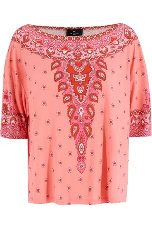Etro Bluzki, Kobieta, Różowy, L, Lekki sweter we wzór paisley